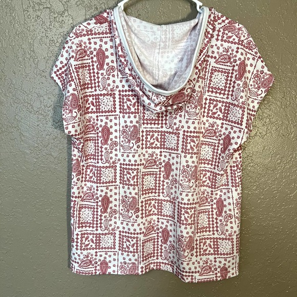 Jane and Delancey hooded sweatshirt short sleeve top red white medium - Picture 4 of 6